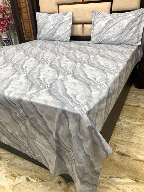 

Pure Decor Blue & White 300 TC Queen Bedsheet with 2 Pillow Covers