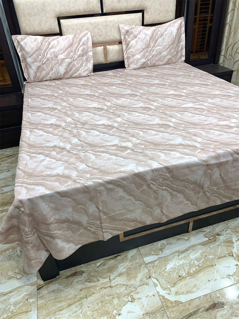 

Pure Decor Brown & White Passion 300 TC Queen Bedsheet with 2 Pillow Covers