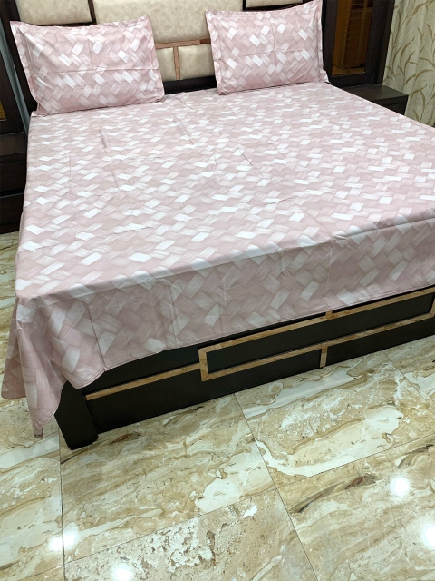 

Pure Decor Red & White Geometric 300 TC Queen Bedsheet with 2 Pillow Covers