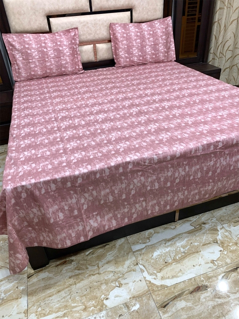

Pure Decor Orange & White 300 TC Queen Bedsheet with 2 Pillow Covers