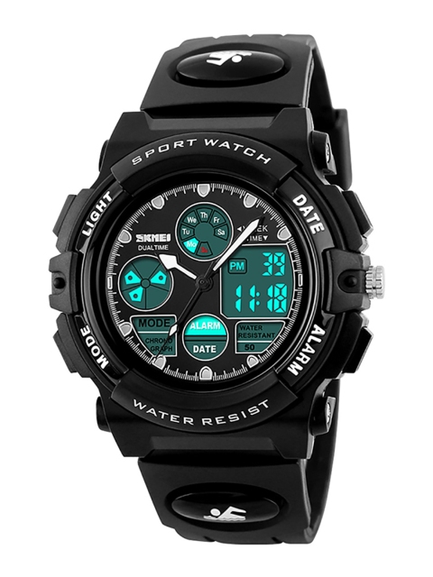 

Skmei Unisex Kids Black Dial & Black Straps Analogue and Digital Watch