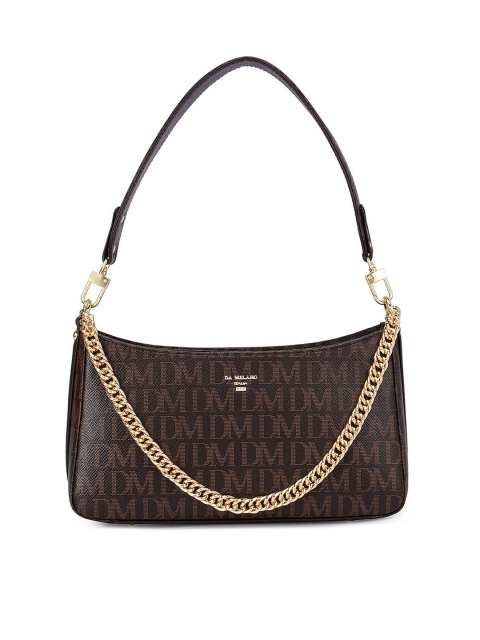 

Da Milano Brown Textured Leather Structured Shoulder Bag with Quilted