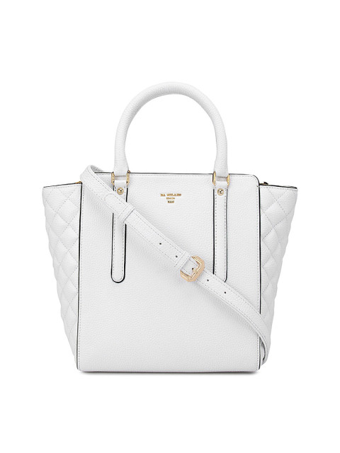 

Da Milano White Leather Oversized Swagger Handheld Bag with Quilted