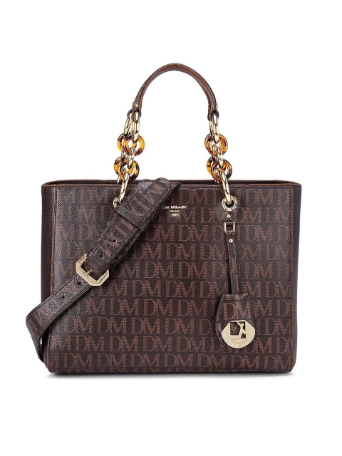

Da Milano Brown Textured Leather Structured Handheld Bag with Quilted
