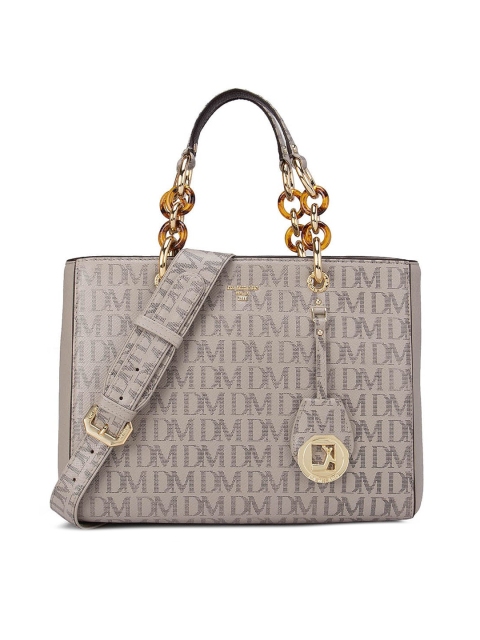 

Da Milano Beige Textured Leather Oversized Structured Handheld Bag with Tasselled