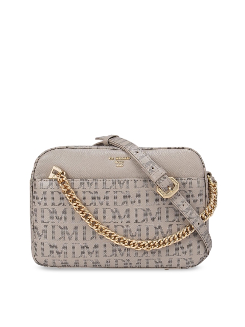 

Da Milano White Textured Leather Structured Sling Bag with Quilted