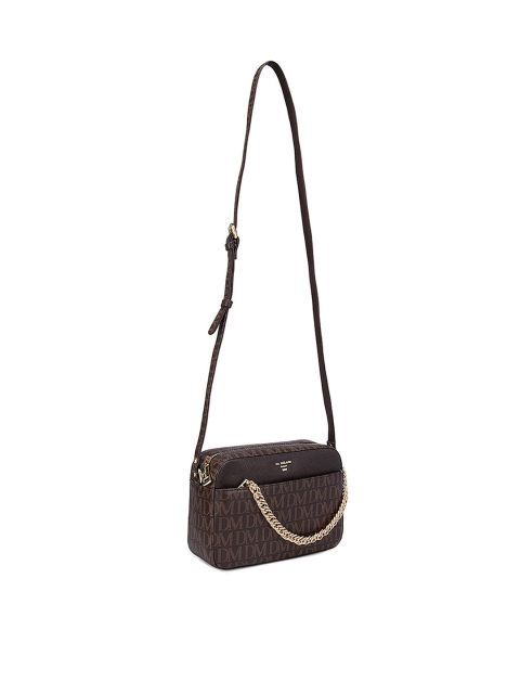

Da Milano Brown Textured Leather Structured Sling Bag with Quilted