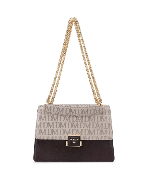 

Da Milano White Colourblocked Leather Structured Shoulder Bag with Quilted