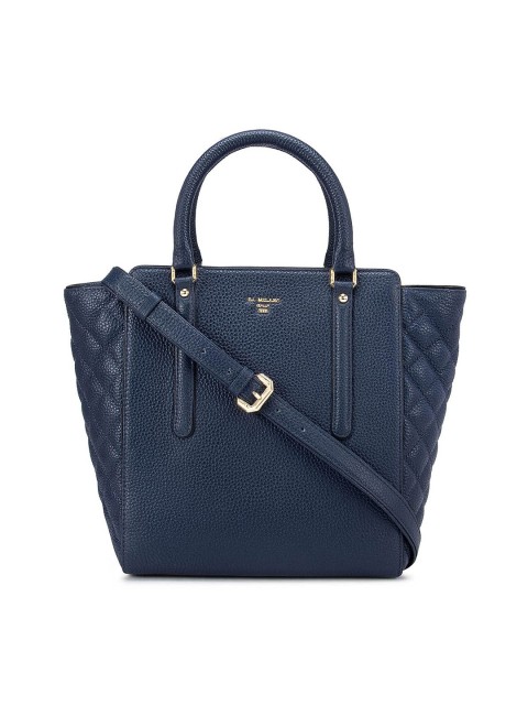 

Da Milano Blue Leather Oversized Swagger Handheld Bag with Quilted