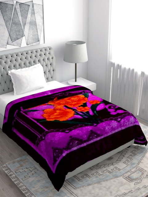 

Spangle Purple & Red Floral Microfiber Heavy Winter 450 GSM Single Bed Blanket