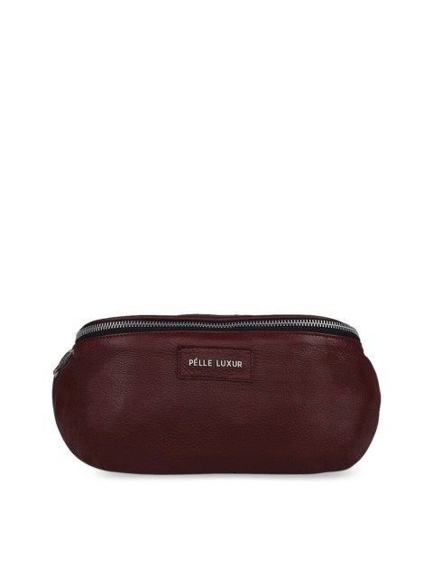 

PELLE LUXUR Maroon Leather Half Moon Sling Bag with Tasselled