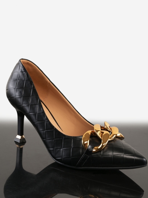 

BuckleUp Women Black Embellished Stiletto Pumps
