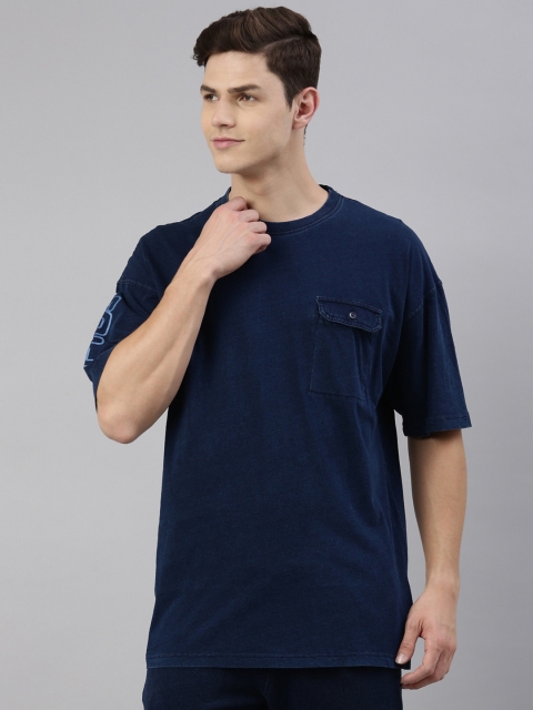 

FILA Men Blue Pure Cotton T-shirt