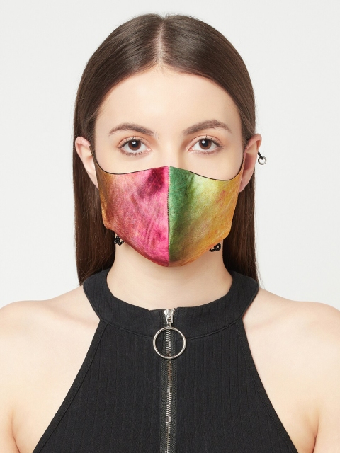

ATTIC SALT Women Multicoloured Printed 3-Ply Satin Reusable Cloth Mask, Multi