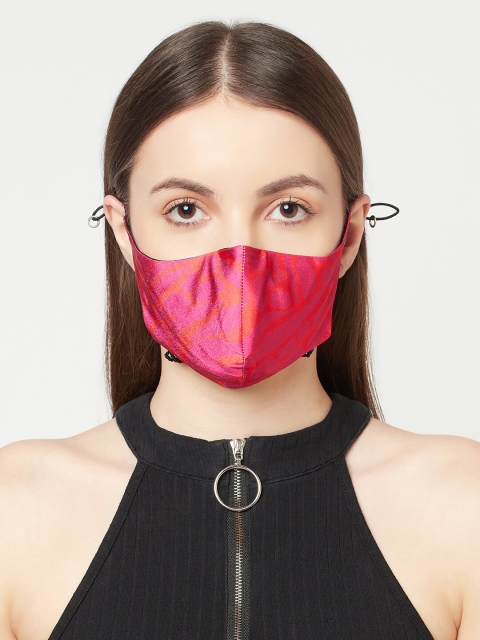 

ATTIC SALT Women Pink Printed 3-Ply Satin Reusable Cloth Mask