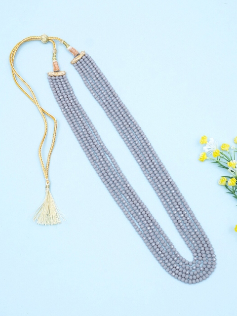 

Golden Peacock Grey Multistrand Layered Necklace
