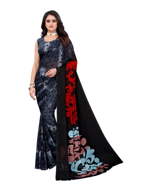 

Yashika Black & Red Floral Printed Saree
