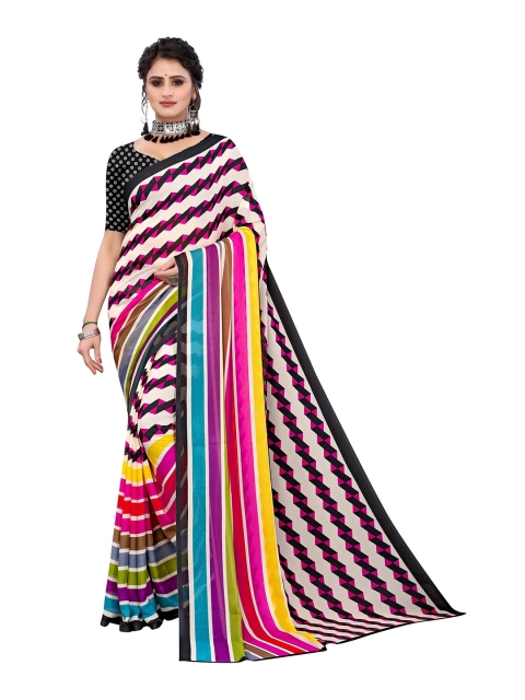 

Yashika Pink & Blue Striped Saree