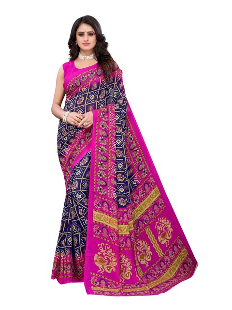 

Yashika Pink & Blue Floral Saree