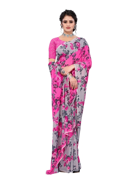 

Yashika Pink & Grey Floral Saree