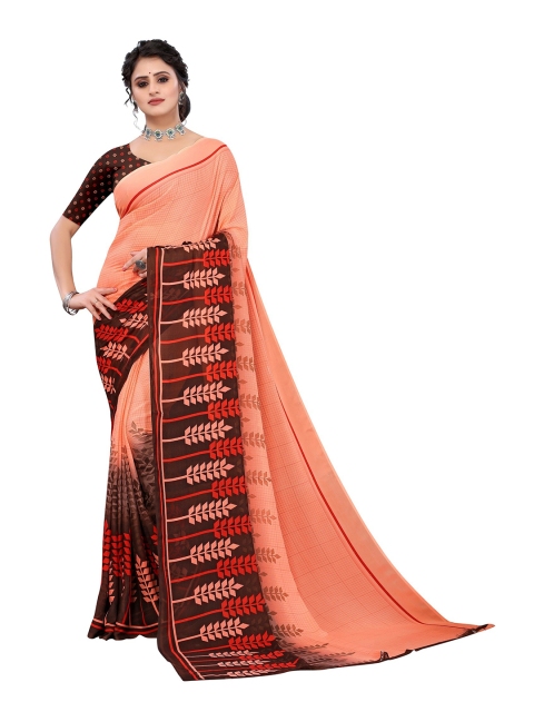 

Yashika Orange & Red Floral Saree
