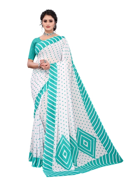 

Yashika Green & White Printed Saree
