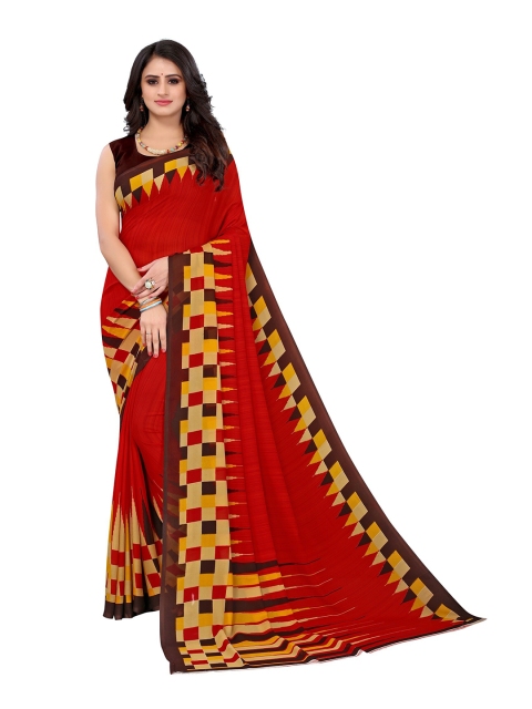 

Yashika Red & Black Checked Saree