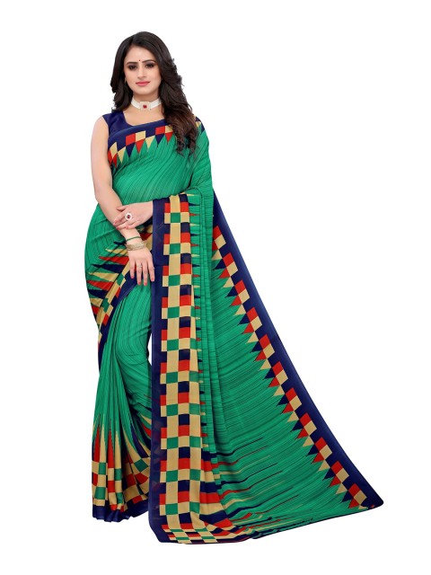 

Yashika Green & Maroon Checked Saree