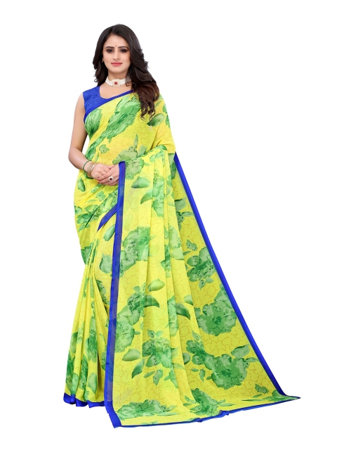 

Yashika Green & Navy Blue Floral Saree