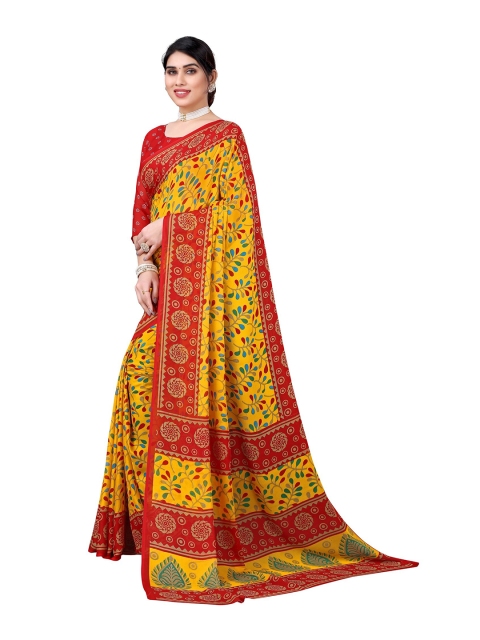

Yashika Yellow & Red Floral Saree