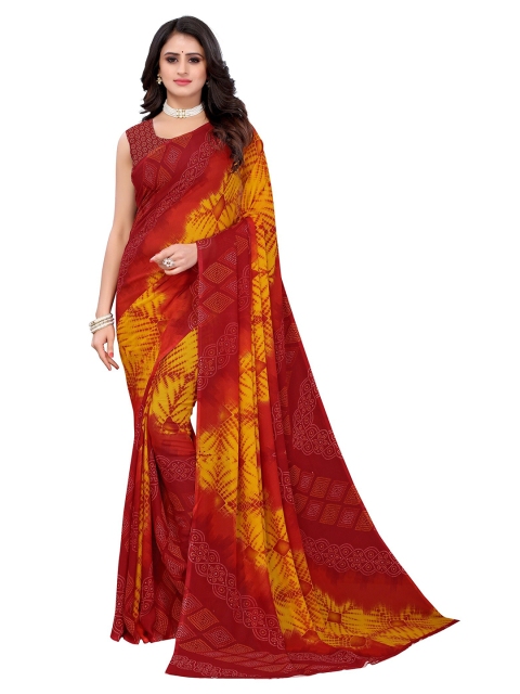 

Yashika Red & Orange Printed Saree