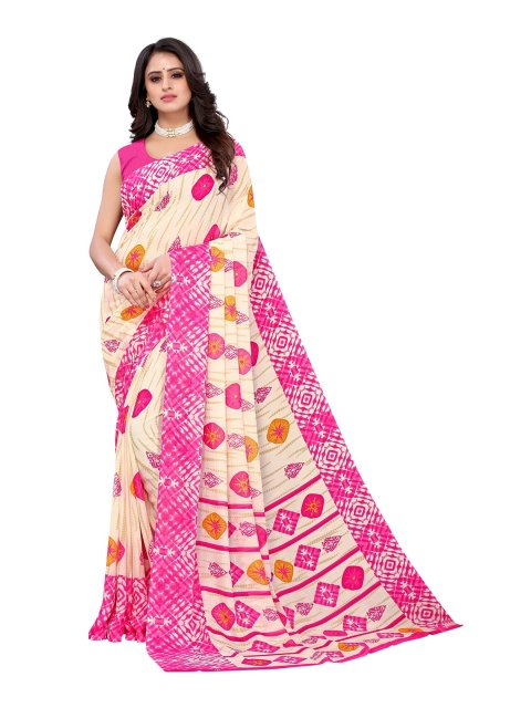 

Yashika Pink & Cream-Coloured Floral Saree