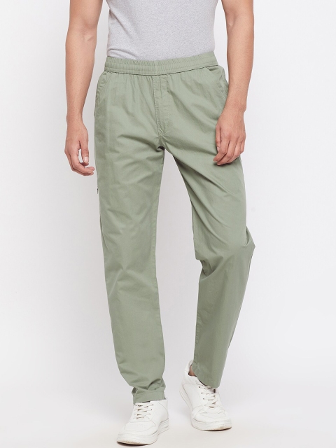 

Okane Men Green Solid Cotton Track Pant