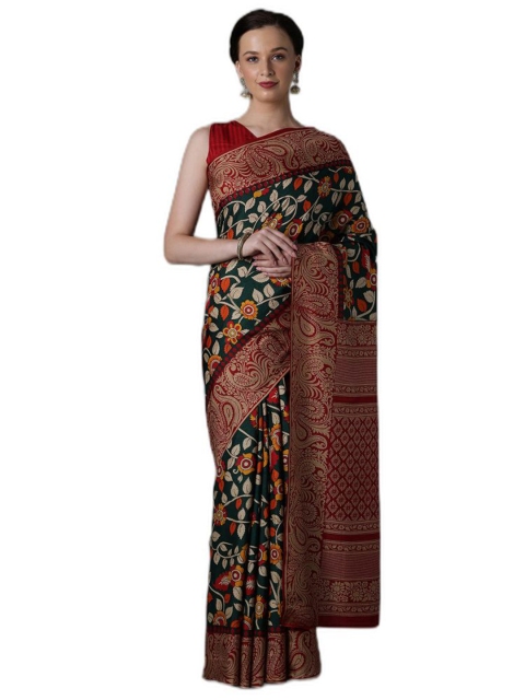 

KALINI Green & Red Art Silk Ready to Wear Saree
