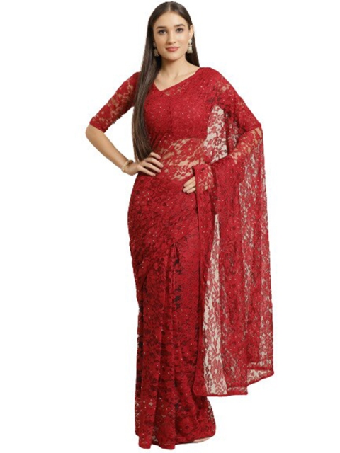 

KALINI Red Floral Net Ready to Wear Saree