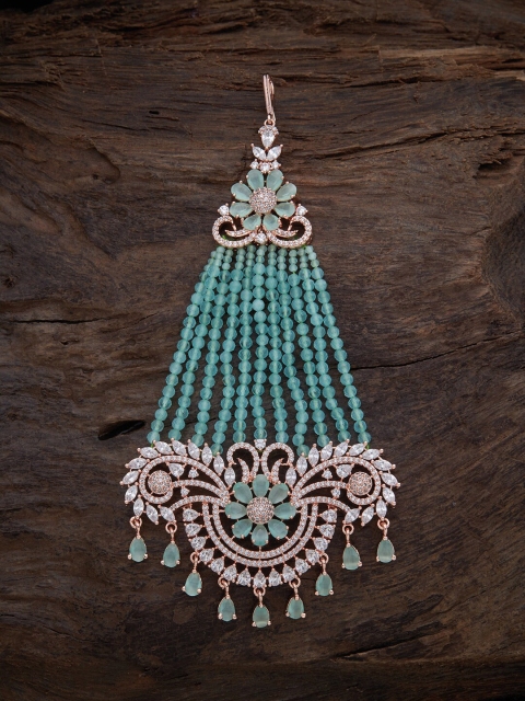 

Kushal's Fashion Jewellery Rose Gold Plated Turquoise Blue & Sea Green Hair Broach