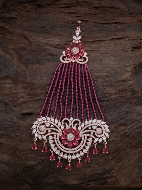 

Kushal's Fashion Jewellery Rose Gold Plated Pink & White Hair Broach