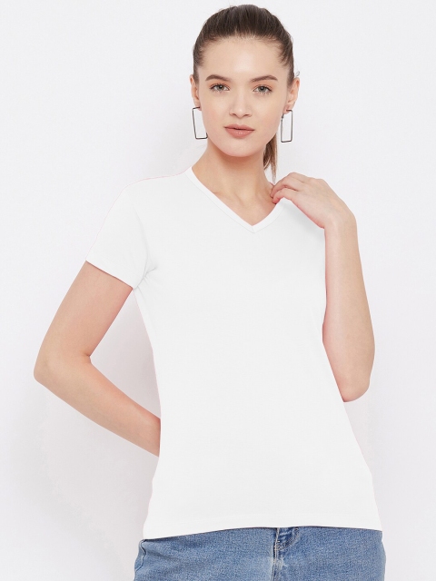 

FRENCH FLEXIOUS Women White V-Neck T-shirt