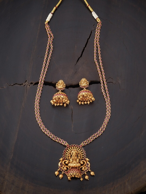 

Kushal's Fashion Jewellery Red Gold-Plated Antique Necklace