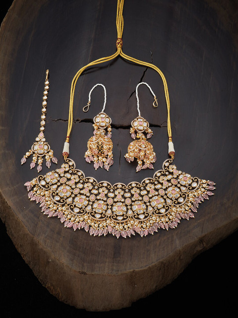 

Kushal's Fashion Jewellery Pink Rose Gold-Plated Vilandi Necklace