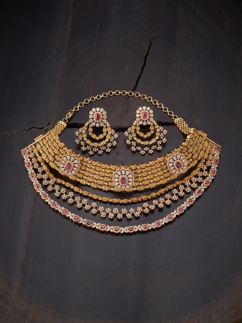 

Kushal's Fashion Jewellery Red Gold-Plated Faux Ruby Antique Necklace
