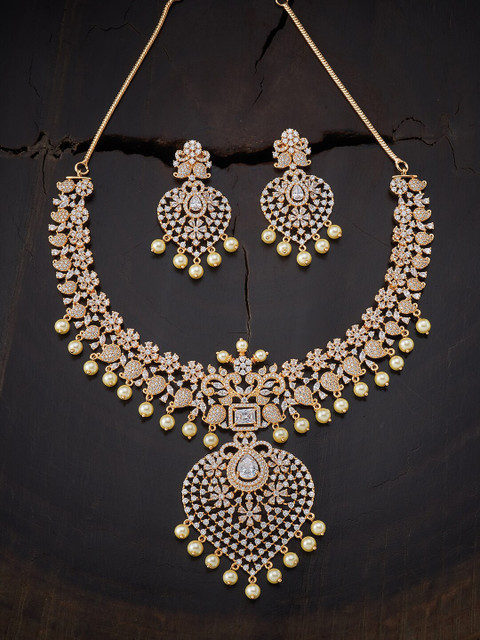 

Kushal's Fashion Jewellery Gold-Plated & White Jewellery Set With Sparkling Cubic Zirconia