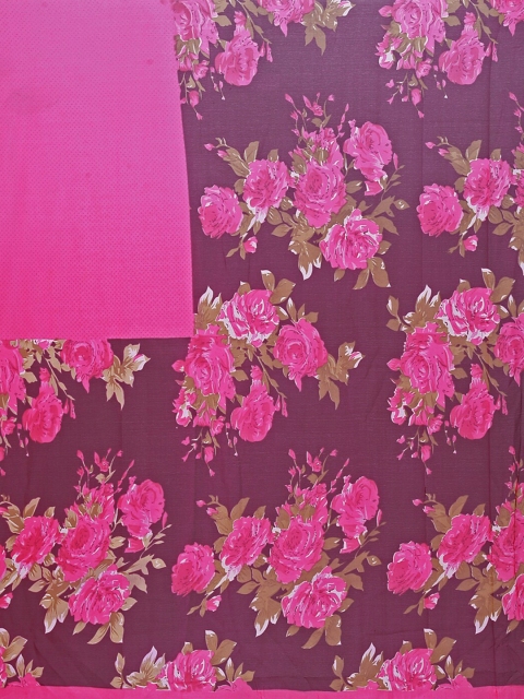 

SAADHVI Beige & Magenta Pure Georgette Saree