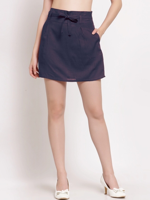 

PATRORNA Women Blue Solid Mini Skort