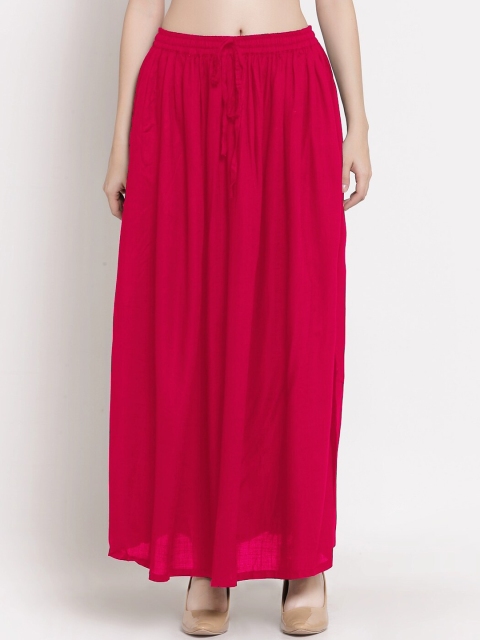 

PATRORNA Women Fuchsia Solid Plus Size Long Tulip Skirt
