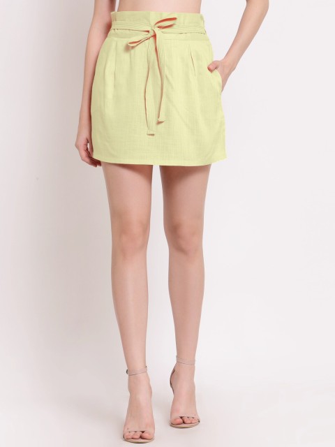 

PATRORNA Women Cream Colored Solid Mini Skorts
