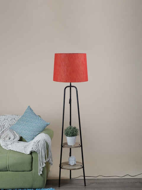 

SANDED EDGE Black & Red Central Double Shelf Metal Lamp