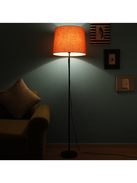 

SANDED EDGE Black & Orange Cylinder-Shaped Floor Lamp