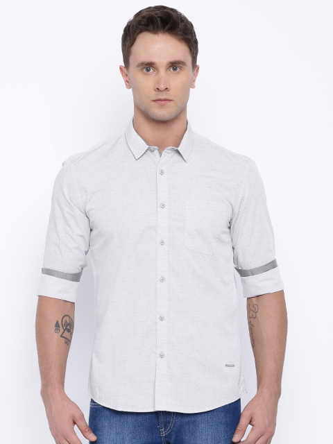 

Voi Jeans Men Grey Slim Fit Self-Design Casual Shirt