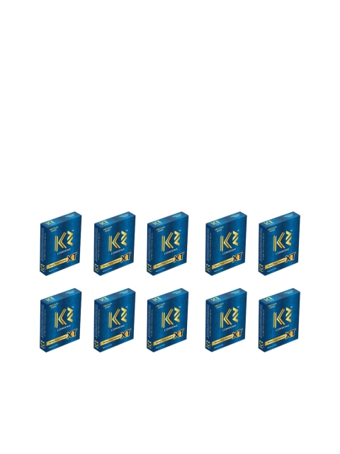 

K2 Set of 10 XT Premium Series Extra Time Dotted Condoms - 3 Pieces Per Pack, Blue